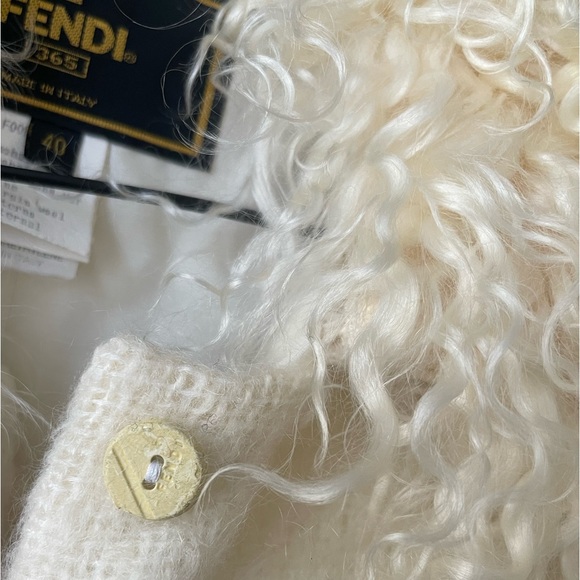 Fendi Women’s Vintage 1990’s Cream Mohair Coat with Kiddassia Collar & Trim - Picture 9 of 16